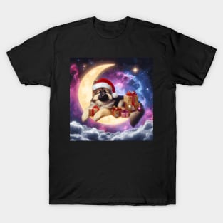 German Shepherd Dog On The Moon Christmas T-Shirt